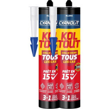 2er-Pack Polymer-Montagekleber - CYANOLIT - Total Tech Weiß - 290 ml - Ultra vielseitig - Hohe Elastizität