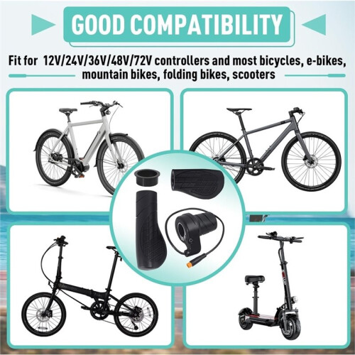 FT76X Ebike Half Twist Throttle, Half-Twist Handle with Waterproof Plug, Ebike Thumb Throttle 2