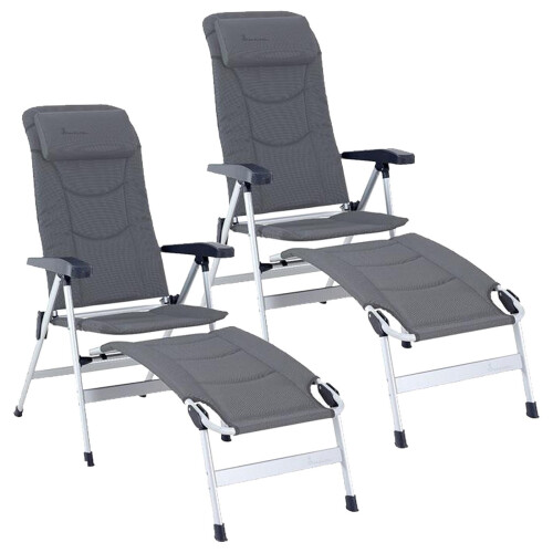 ISABELLA THOR FOLDABLE RECLINING CHAIR & FOOTREST x2 CAMPING CARAVAN BUNDLE
