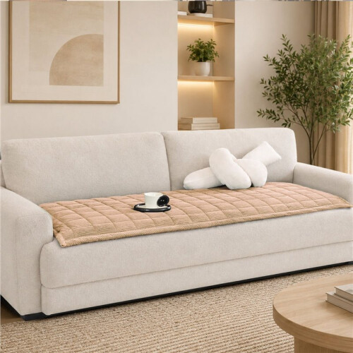 1 Almofada de Sofá Boêmia Acolchoada À Mão, Protetor de Sofá de Veludo Cotelê Grosso com Babados, para Quarto e Sala de Estar, 70x180cm 1