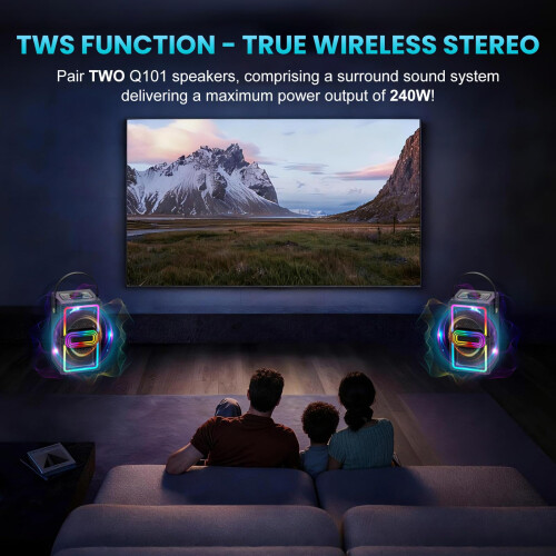 Bluetooth Speaker, 120W Peak Power Portable Speakers Wireless (Black) 1