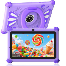 ascrecem Kids Tablets 7 Inch Android 15 Toddler Tablet for Kids with 2.4G+5G WiFi6 Penta Core 6GB RAM 32GB ROM Baby Tablet Dual Camera 128GB Expandabl