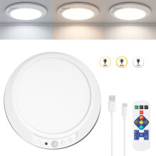 (4000mAh, 2 Pcs) Smart PIR Motion Sensor Ceiling Light USB Rechargeable Magnetic Dimming 3000K-6000K Wireless Remote Control Hallway Wall Light