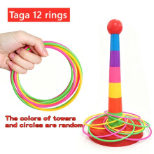 (12 rings) Rainbow Ring Throwing Game, Colorful Ring Throwing Toy, Interactive Indoor/Outdoor Toy, Sports Ring Throwing Set, Great Party