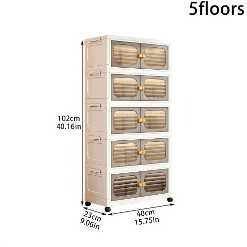 5Tier Storage Box Plastic Organizer Container  Closet Cabinet with Wheels 2