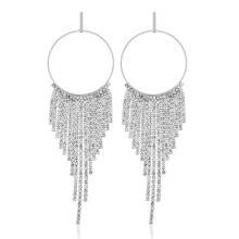 Silver Water Stylish Hoop Earrings With Tassel For Women Spring Accessories
