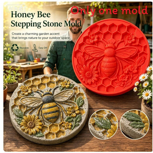 (Bee )Garden Stepping Stone Mold With Butterfly Bee Pumpkin Design For Craft Projects