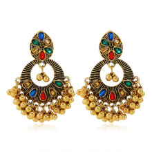(Colorful) Artistic Ethnic Jewelry With Alloy Flower Motif And Sparkling Women For Stones