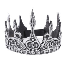 (Silver) Medieval King Crown Prop With Rubber Material For Halloween Stage Accessories Costume Decor