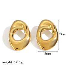 (Gold A) Stainless Geometry Modern Steel Jewelry Women Durable Coating Fashion Accessory