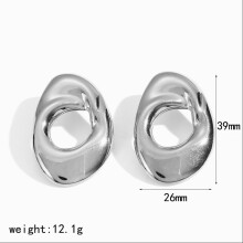 (Silver A) Stainless Geometry Modern Steel Jewelry Women Durable Coating Fashion Accessory