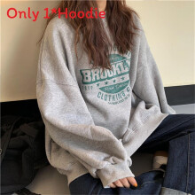 (Light Gray, L) Hoodie Loose Women With Letter Print Fleece Material For Casual Style Fall Winter