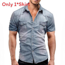 (Light Blue,XXL)Trendy Mens Buttondown Shirt Short Sleeved Clothing For Youth Look Urban