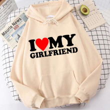(Khaki Girl, S) My Boy Love Friend Girl Friend Letter Hoodie For Romantic Look Winter Casual
