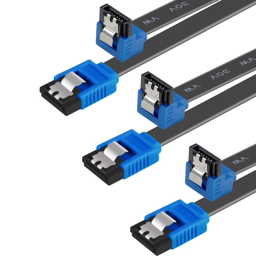 Benfei 3 Pack Sata Iii Cable 6Gbps Right Angle 90 Degree With Locking Latch 18 Inch For Sata Hard Drive, Ssd, Cd Driver, Cd Burner