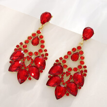 (Red) Geometric Alloy Fashion Earrings Women Spring Trendy Accessories Gift Jewelry