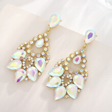 (White) Geometric Alloy Fashion Earrings Women Spring Trendy Accessories Gift Jewelry