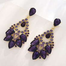 (Purple) Geometric Alloy Fashion Earrings Women Spring Trendy Accessories Gift Jewelry