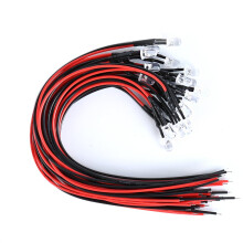 1 Pack (20 Bulbs) 5mm 12V DC White LED Pre-Wired Round Top Bulb Lamp for DIY Car Boat Toys Parties