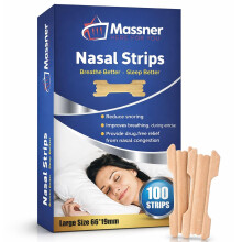 Massner Nasal Strips Large, 100 Pack - Extra Strength Anti Snoring Nose Strips - Drug-Free Sleep & Breathing Relief