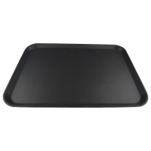 Grunwerg Non-Slip Rectangular Food Tray with High Grip Rubber Surface, 65 x 45cm, Pack of 1, Black