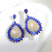 (Blue) Earrings Modern Drop With Sparkling Rhinestones For Elegant Evening Women Wear
