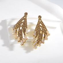 (Yellow) Earrings Fashion Statement Drop Dangle Rhinestone For Women Wear Accessory Party