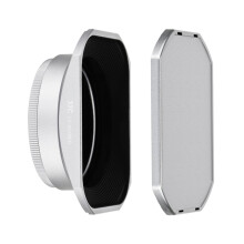 JJC Silver Metal Square Lens Hood and Adapter Ring Kit for Fujifilm X100VI, X100V, X100F, X100T, X100S, X100 and X70 Cameras