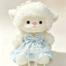 (Blue Dress) Figure Lamb Plush With Fluffy Fabric For Kids Comfort Collecting Playtime And