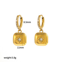 (Gold A) Sophisticated Drop Geometric Earrings With Sparkling Zircon For Womens Fashion