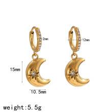 (Gold B) Sophisticated Drop Geometric Earrings With Sparkling Zircon For Womens Fashion