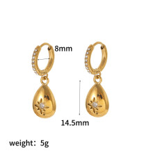 (Gold D) Sophisticated Drop Geometric Earrings With Sparkling Zircon For Womens Fashion