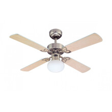 Westinghouse Lighting 7227240 Vegas, Traditional Ceiling Fan with Light, 105 cm, Brushed Aluminum Finish, Opal Frosted Glass