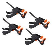XFORT Quick Grip Clamps, Ratchet Bar Clamps, One Handed Bar Clamp, Ideal for Fast and Easy Clamping Applications [4 inch, 4 Pack]