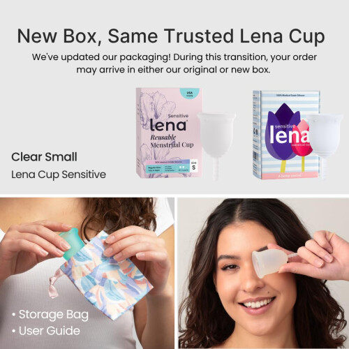 Lena Sensitive Menstrual Cup - Small - Ultra-Soft Reusable Silicone, Clear 1
