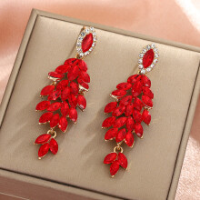 (RedLeaf) Zirconium Fashion Women Leaf Drop Earrings For Formal Accessories Parties Events