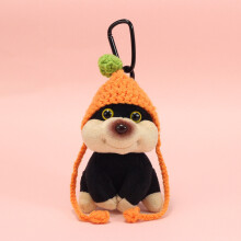 (Orange Rope Hat) Fur Small Short Plush Dog Keychain With Backpack Clothes Hat For Gift Girls