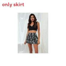 (Small Black, M) Pleated Bohemianinspired Skirt With Flower Pattern And Ruffle For Youth And Wear Teen