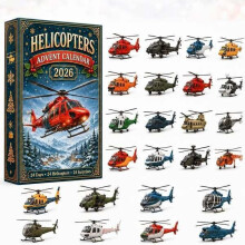 (Red Helicopter)Aircraft Advent Calendar With 24 Aviation Pieces For Holiday Decor And Ideas Gift