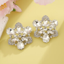 (White) Bloom Chic Earrings Alloy Material Irregular Pattern Bridal Wear Formal Events