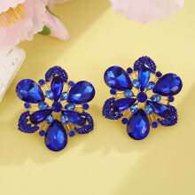 (Dark Blue) Bloom Chic Earrings Alloy Material Irregular Pattern Bridal Wear Formal Events