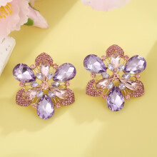(Pink) Bloom Chic Earrings Alloy Material Irregular Pattern Bridal Wear Formal Events