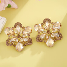 (Gold) Bloom Chic Earrings Alloy Material Irregular Pattern Bridal Wear Formal Events