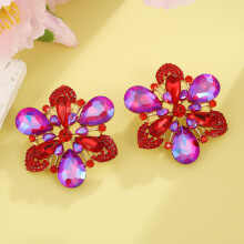 (Purple) Bloom Chic Earrings Alloy Material Irregular Pattern Bridal Wear Formal Events