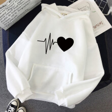 (White, S) Hoodie With Feminine Graphic Design And Long Sleeves For Daily Spring Wear