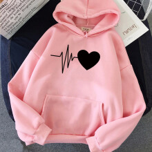 (Pink, 4XL) Hoodie With Feminine Graphic Design And Long Sleeves For Daily Spring Wear