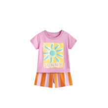 (150cm) Girl Children Summer Pajama Set With Cotton Fabric And Adorable Cartoon Graphics