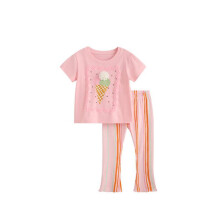 (140cm) Children Girl Summer Cotton T Shirt And Shorts Set With Fabric Soft Activities