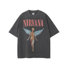 (Gray,XL)Fashion T Shirt With Breathable Cotton And Angel Print Design For Style Street