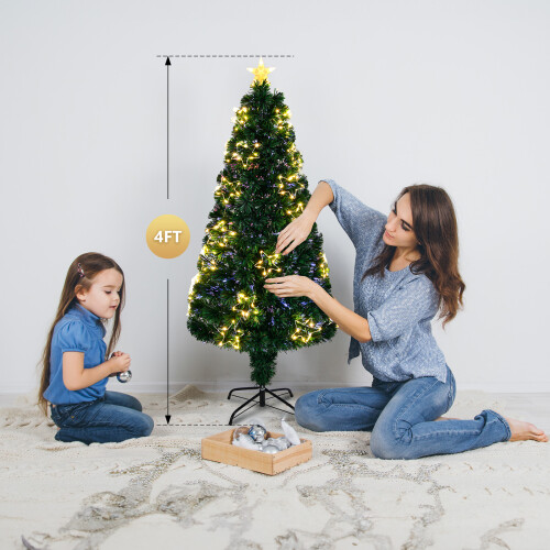 Fiber Optic Christmas Tree Pre Lit Artificial for Home Office Party Green 1PCS 1